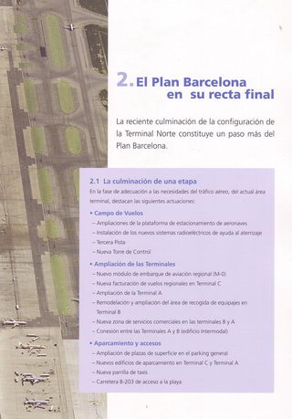 Página 7 de 32 del documento "Nueva Terminal Sur" editado por el Plan Barcelona (AENA) sobre la nueva terminal T1 del aeropuerto del Prat